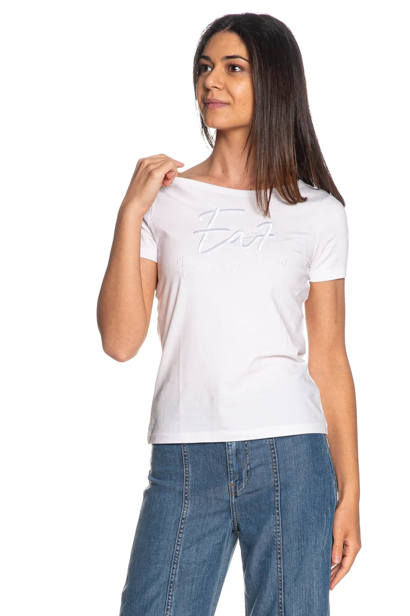 T Shirt Ea7 Train Series W Handwritten Da Donna Bianca