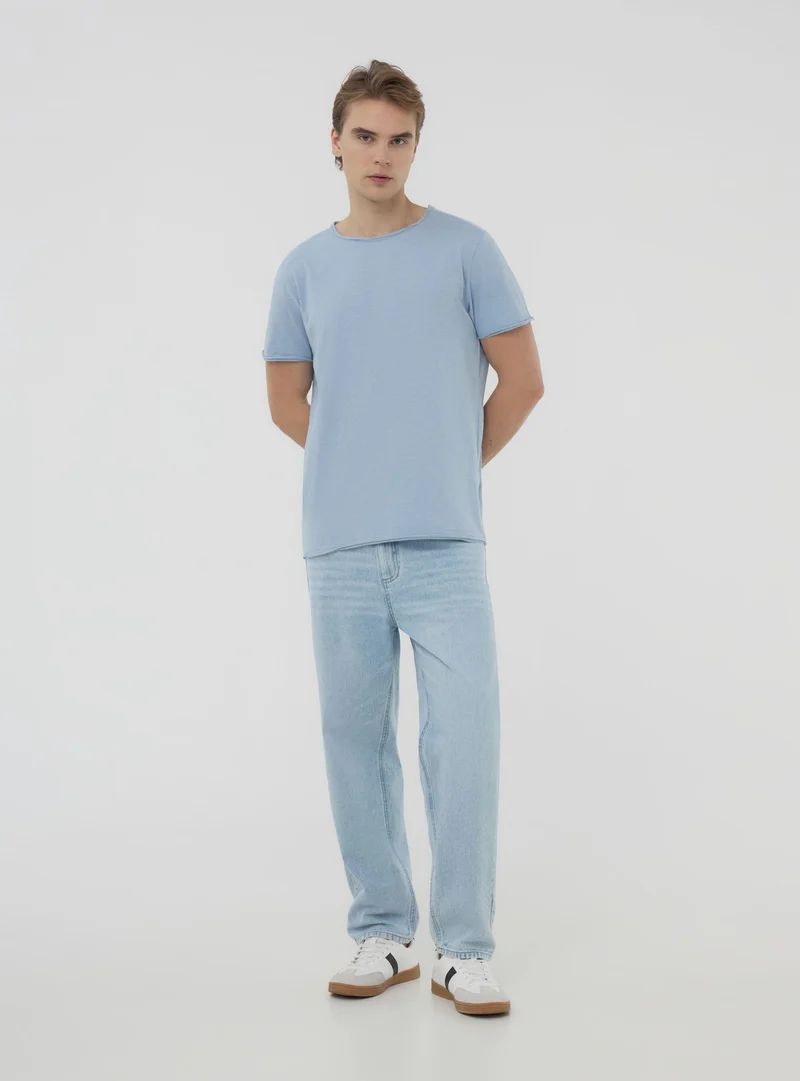 T-shirt taglio vivo tessuto fiammato