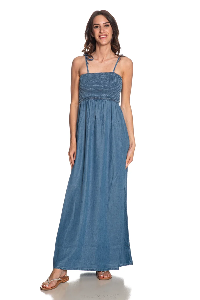 Abito Lungo Only Charis Da Donna Blu Medio Denim