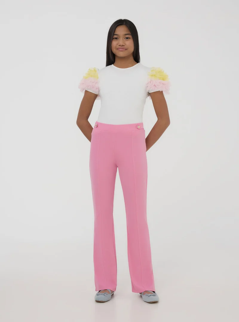 T-shirt con balze in tulle