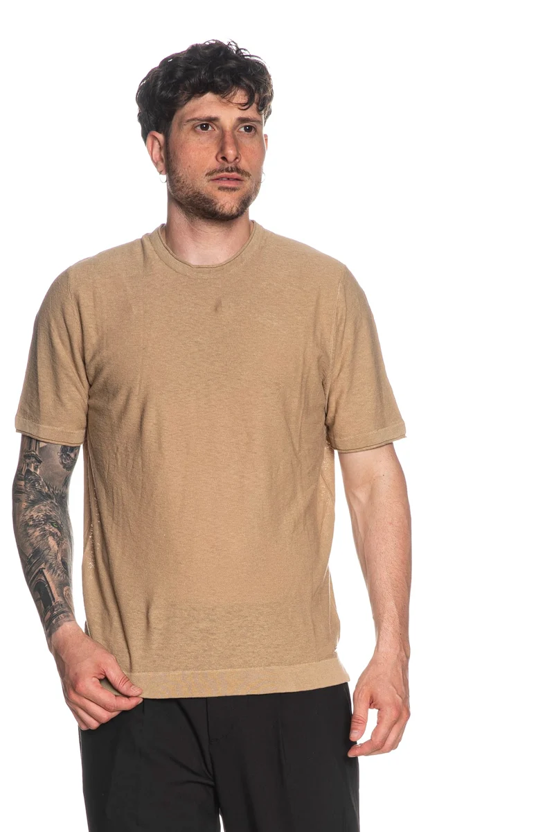 Maglia Markup Ss Mix Linen Ss Da Uomo Sabbia
