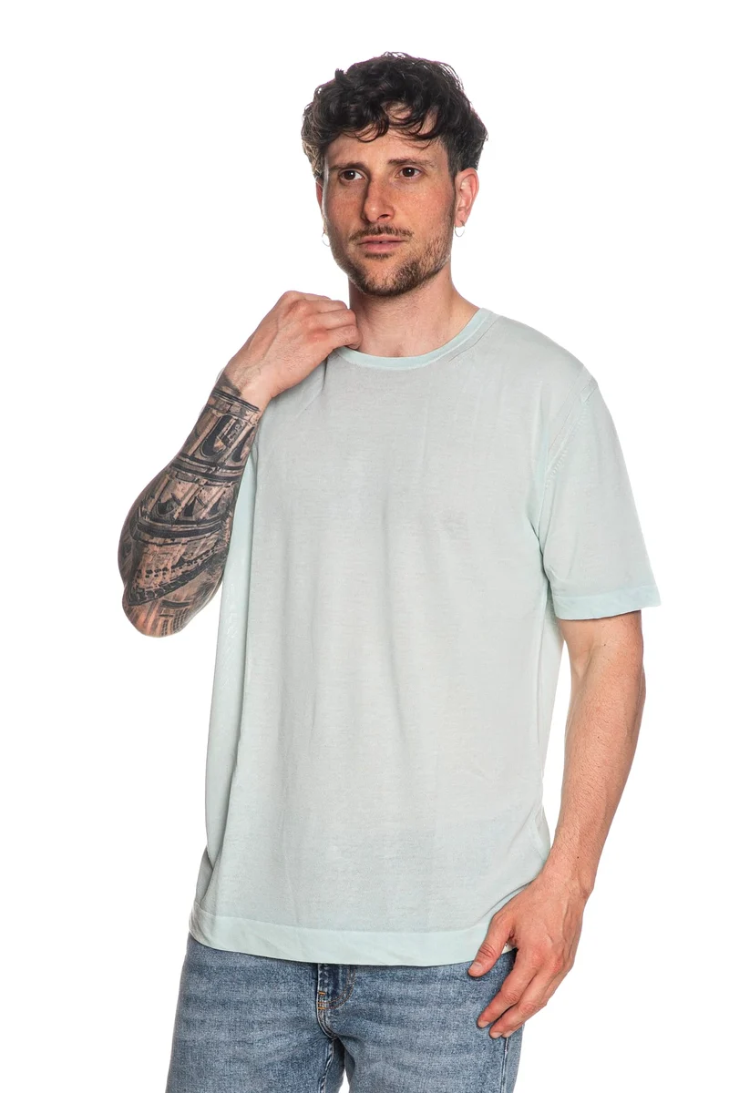Maglia T Shirt Peuterey Nias Ss Knit Paricollo Da Uomo Verde Acqua