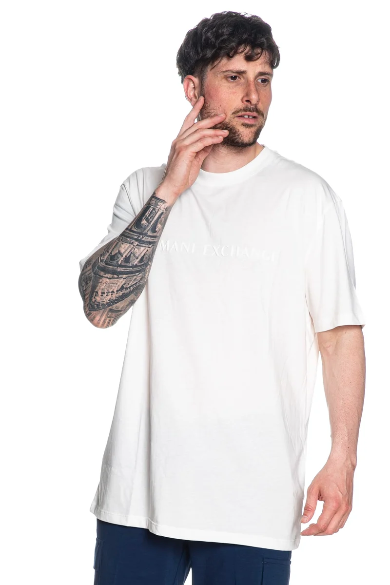 T Shirt Armani Exchange Ax Emb Ss Da Uomo Bianca