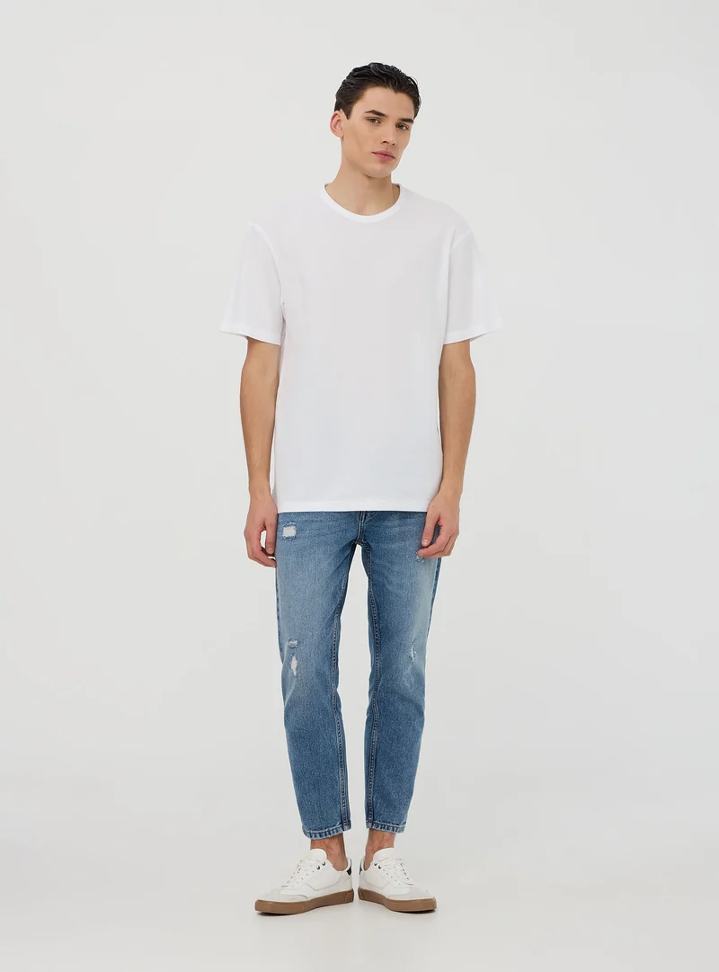 T-shirt tinta unita tessuto strutturato