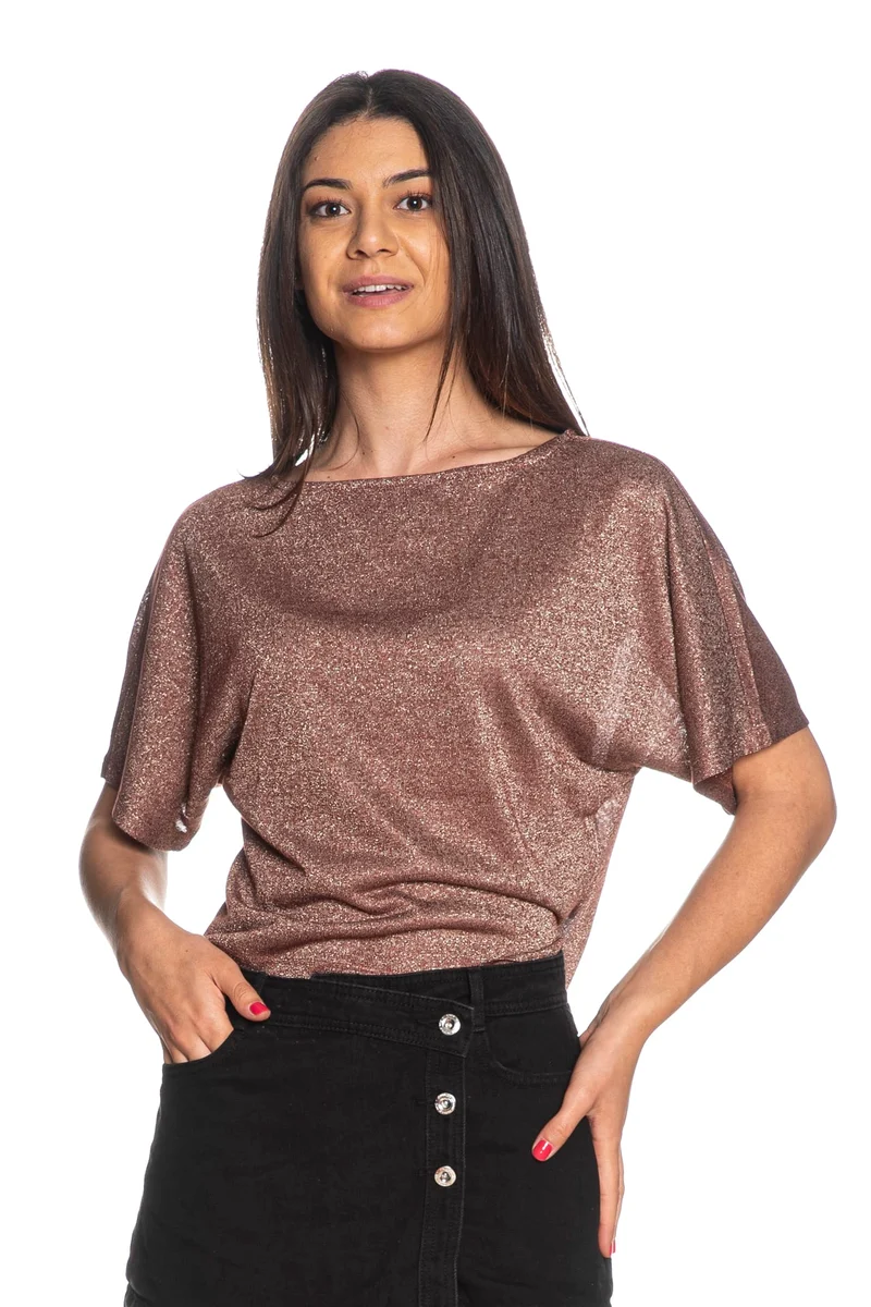 Maglia Only Amber Da Donna Bordeaux Lurex Oro