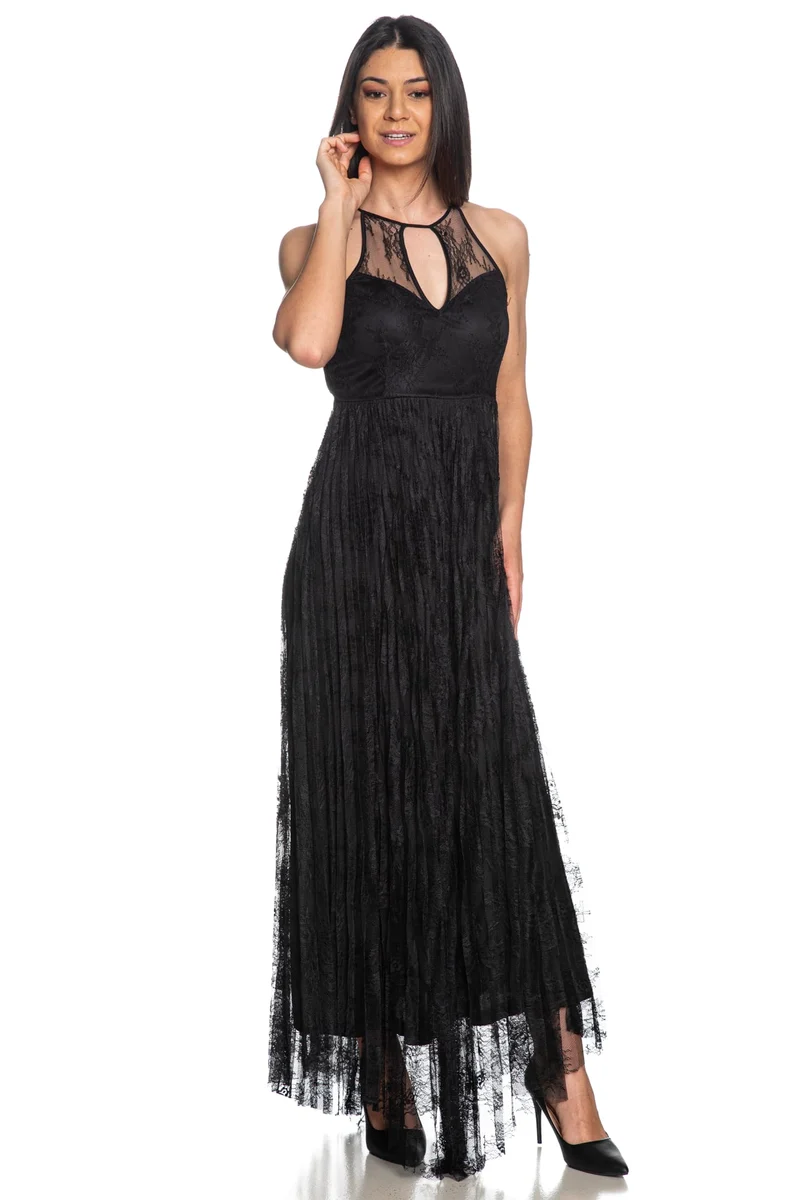 Abito Lungo Artigli Lace Da Donna Nero