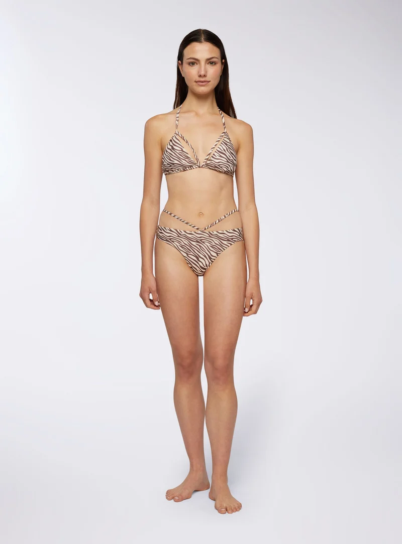 Slip bikini brasiliana zebrata con stringhe