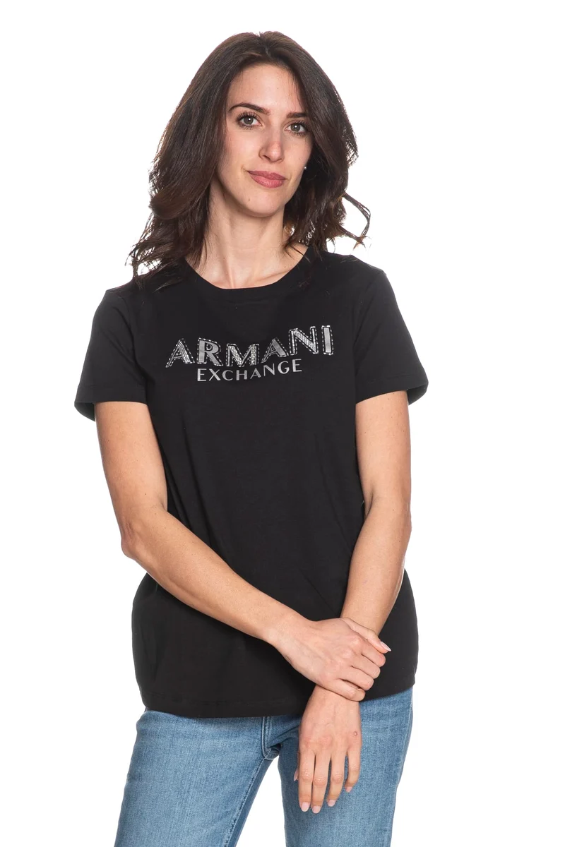 T Shirt Armani Exchange Ax Shine Da Donna Nera