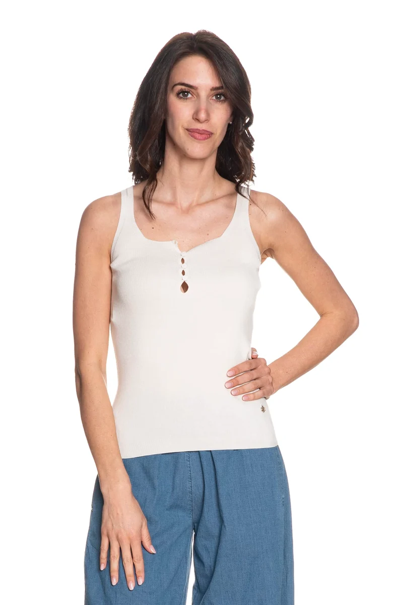Canotta Fresh Flower Femme Da Donna Panna