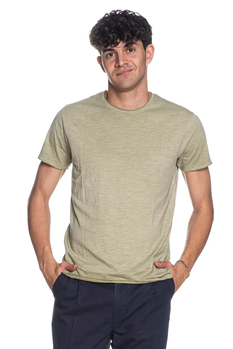 T Shirt Essential Yes Zee Slub Tee Da Uomo Verde Alga Melange