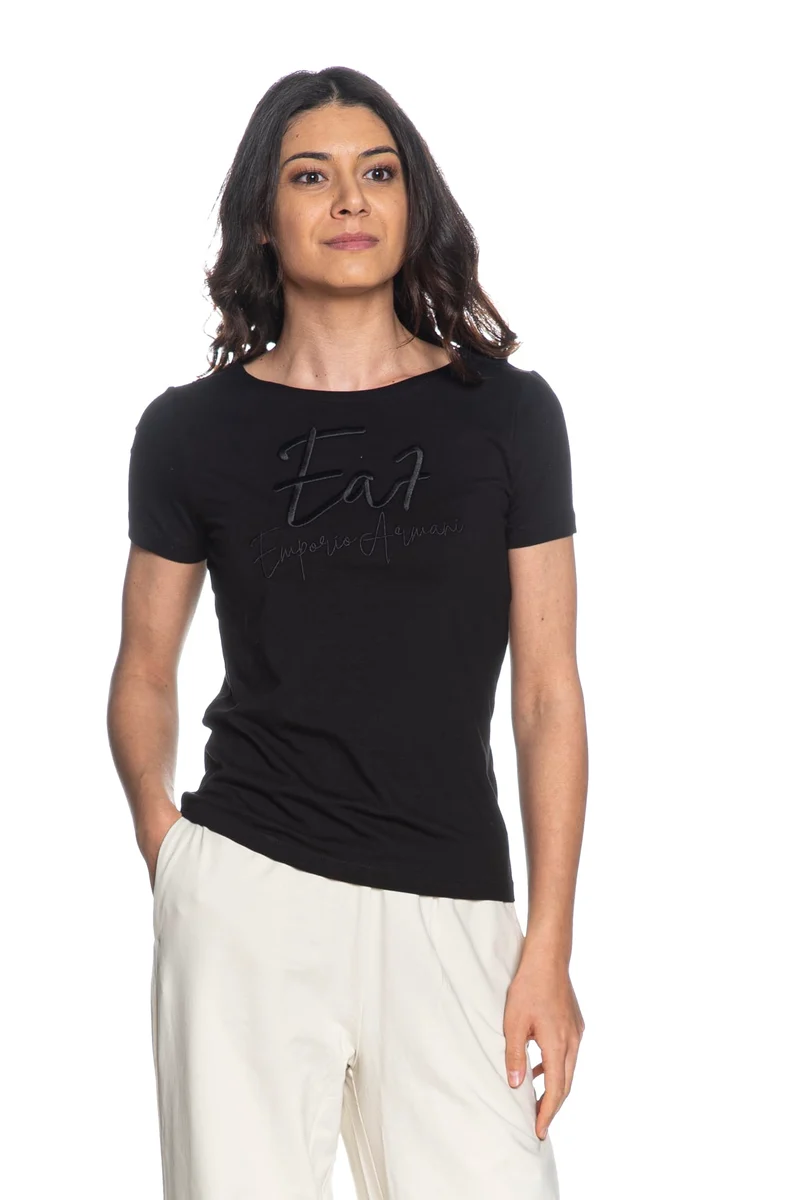 T Shirt Ea7 Train Series W Handwritten Da Donna Nera