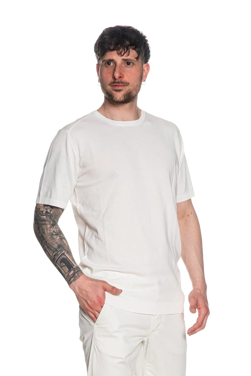 Maglia Essential Paricollo Ss Vi Cr Da Uomo Bianco