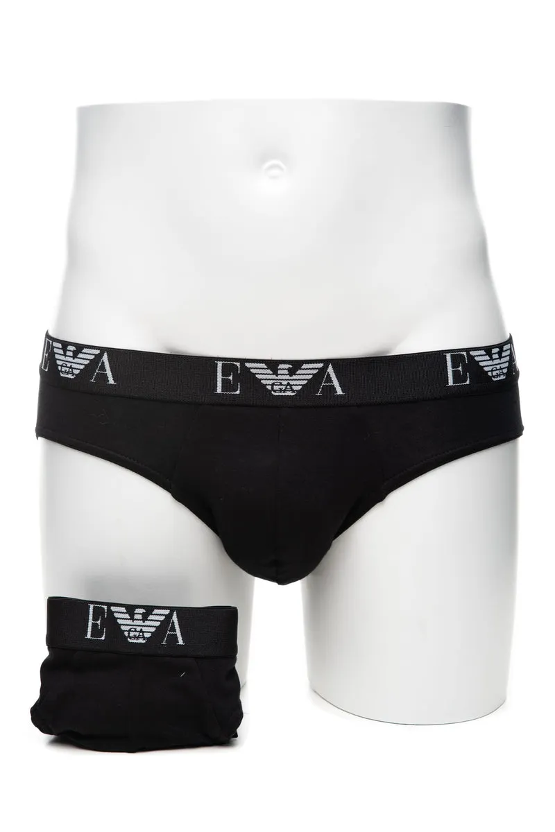 Slip Emporio Armani Basic Line 2 Pack Da Uomo Nero In Tessuto