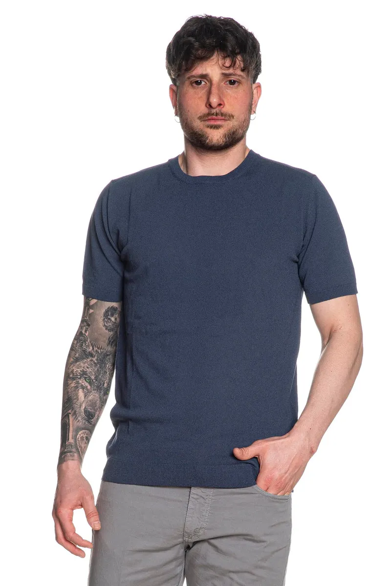 Maglia Essential Paricollo Ss Vi Cr Da Uomo Blu Denim