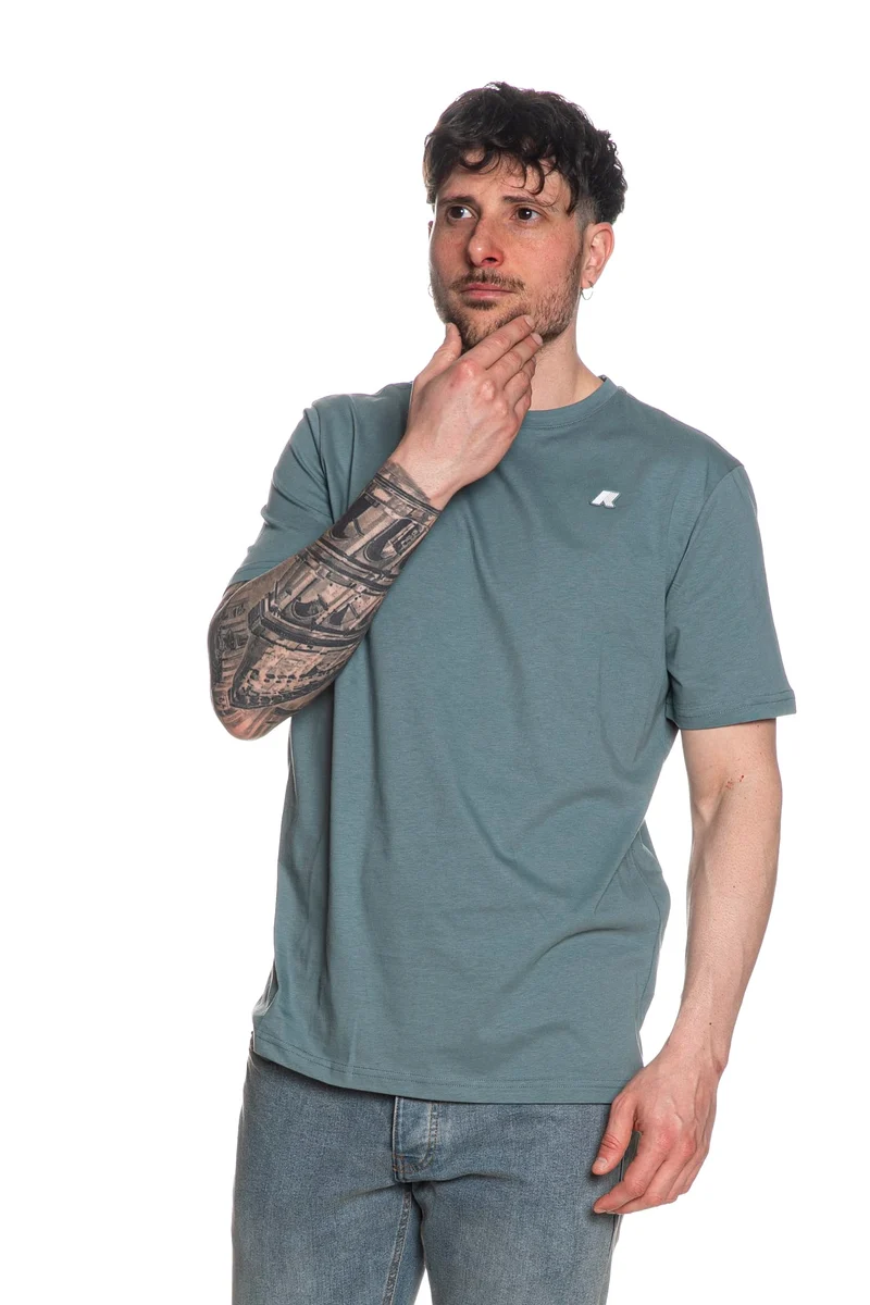 T Shirt K-Way Odom Da Uomo Ceruleo