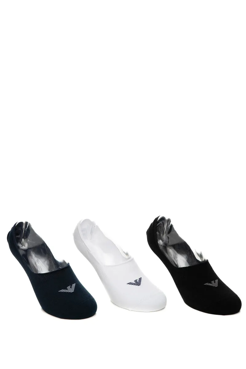 Calzino Emporio Armani Invisibile 3 Pack Set Da Uomo Nero Bianco Blu Marina In Filato