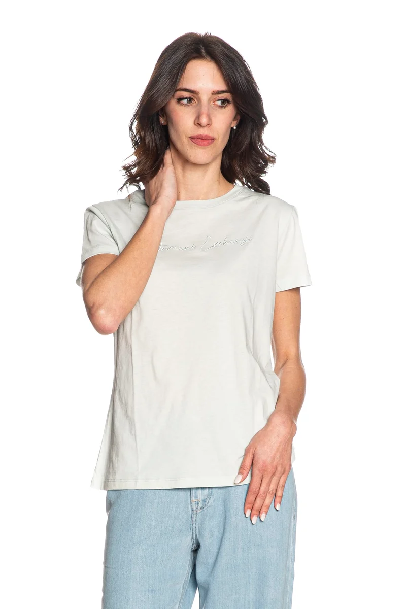 T Shirt Armani Exchange Ax Sign Da Donna Verde Acqua