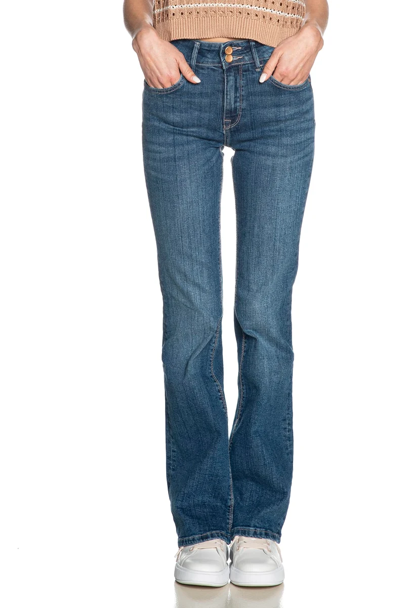 Jeans Tiffosi Boot Cut Pup Da Donna Denim Blu Medio