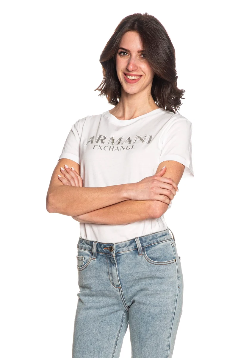 T Shirt Armani Exchange Ax Shine Da Donna Bianca