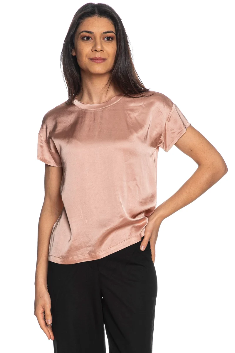 Blusa T Shirt Eco Satin Ss Rg Tee Da Donna Rosa Antico