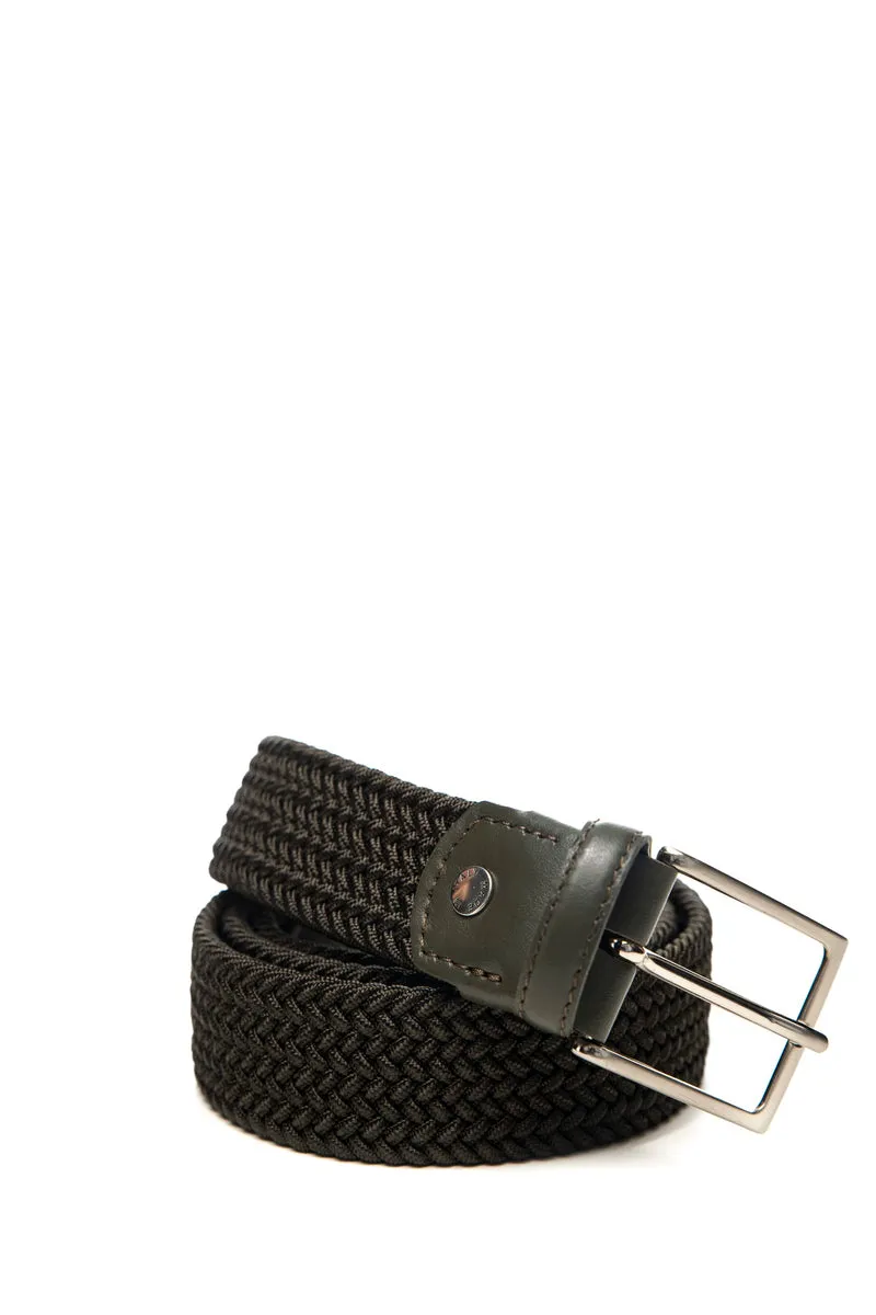 Cintura Marco Celli Stretch Da Uomo Verde Oliva In Trama Elastica