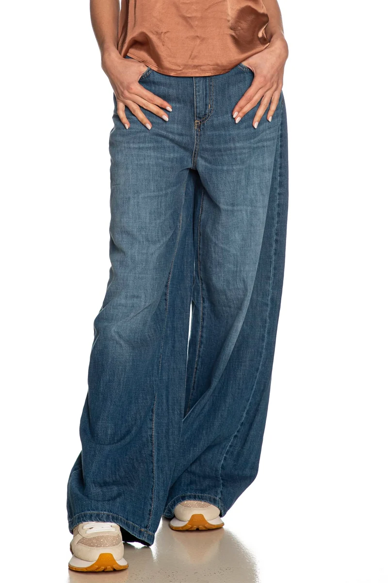 Jeans Eco 5 Pkt Button Da Donna Denim Dark Medio Blu