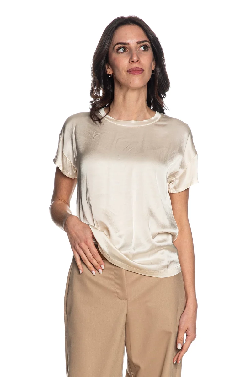 Blusa T Shirt Eco Satin Ss Rg Tee Da Donna Avorio