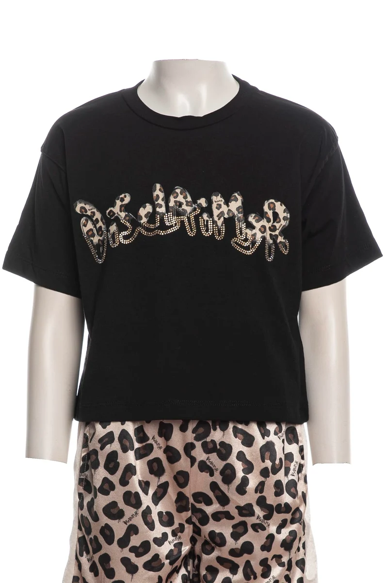 T Shirt Disclaimer Kids Dscl Animalier Tee Da Bambina Nera
