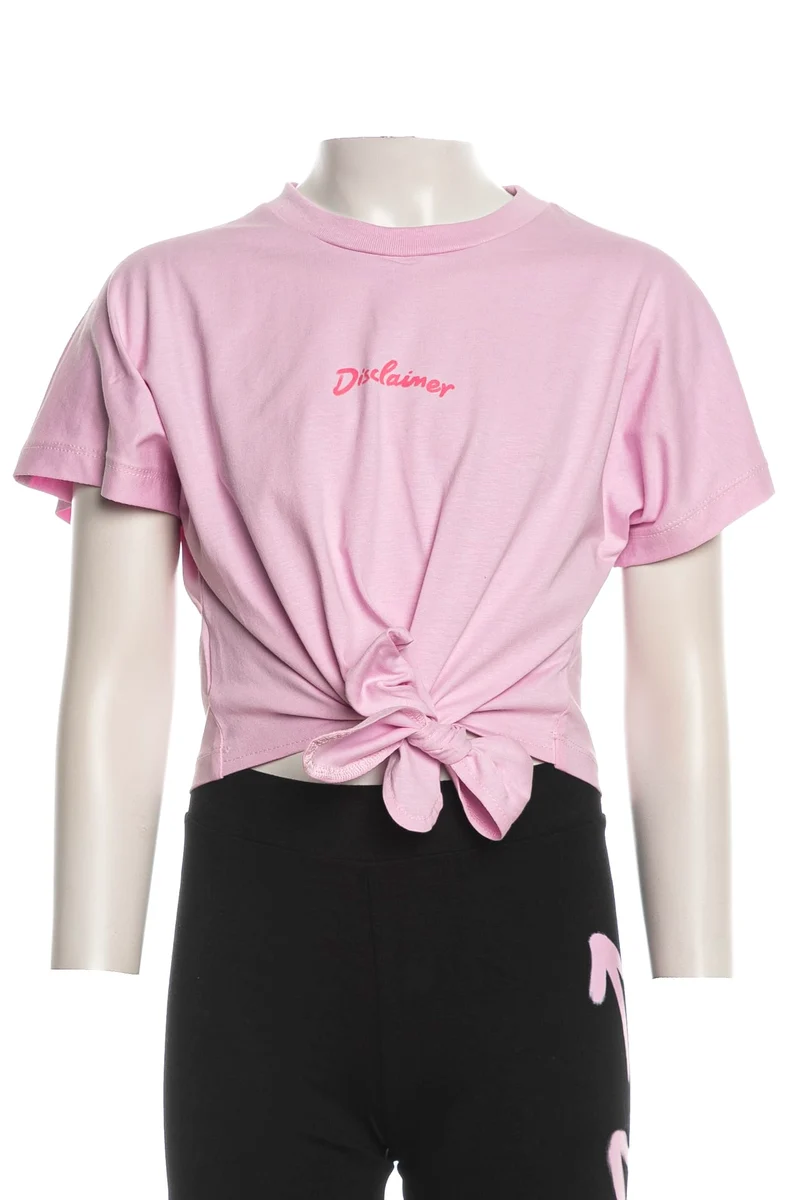 T Shirt Top Disclaimer Kids Dscl Tee Knotted Da Bambina Rosa Light Bubble