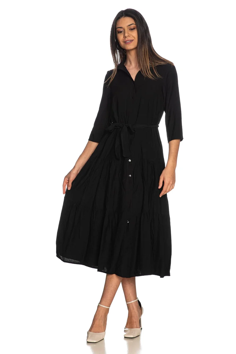 Abito Lungo Yes Zee Ls Da Donna Nero