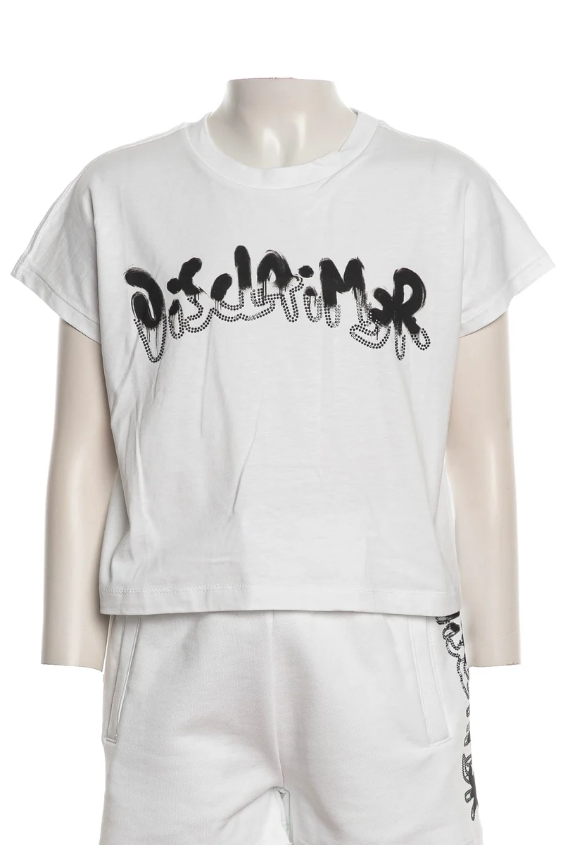 T Shirt Disclaimer Kids Dscl Rhinestones Tee Da Bambina Bianca