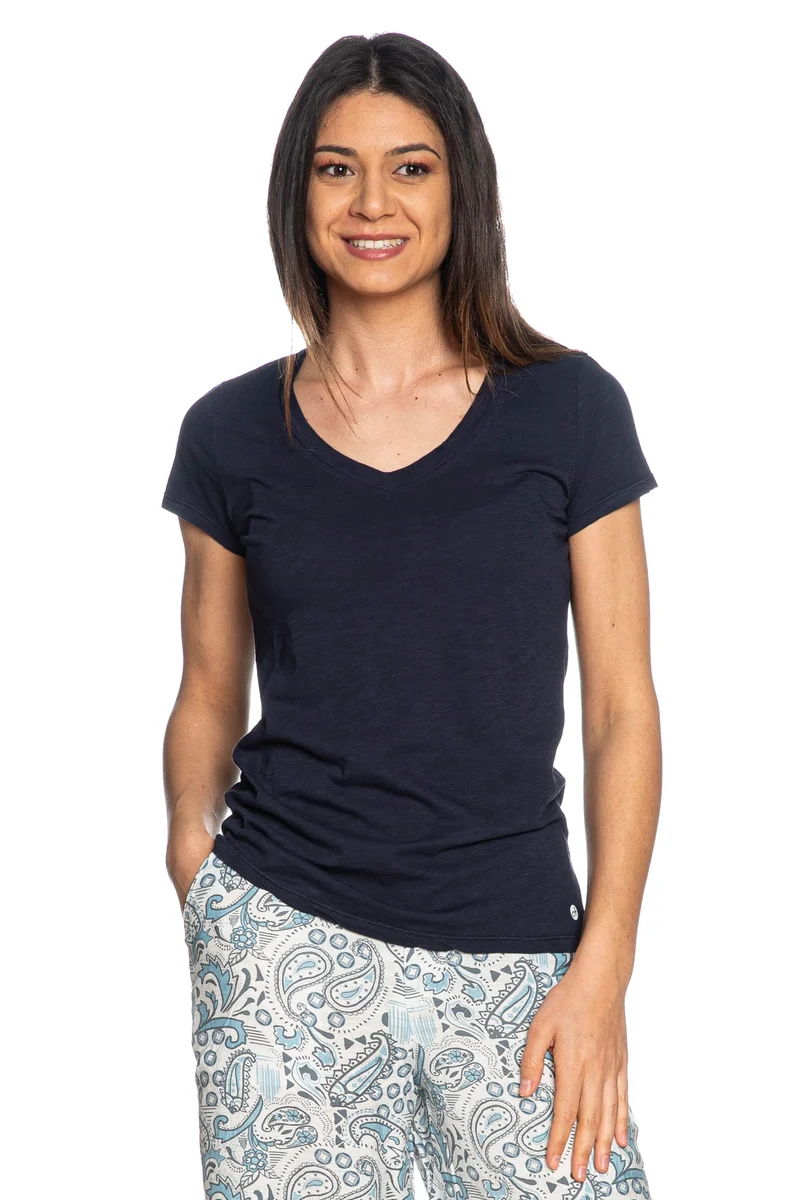 T Shirt Deha V Da Donna Blu Marina