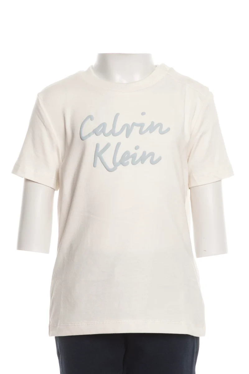 T Shirt Calvin Klein Colour Brand Ss Tee Da Bambino Panna