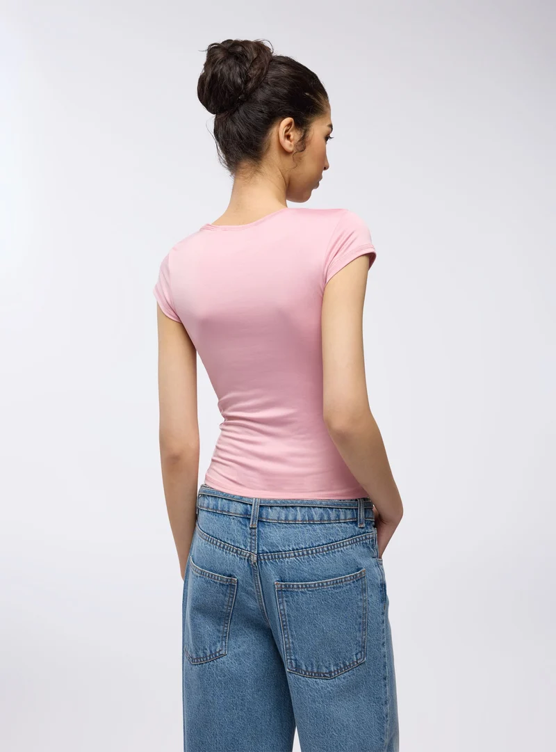 T-shirt tinta unita elasticizzata