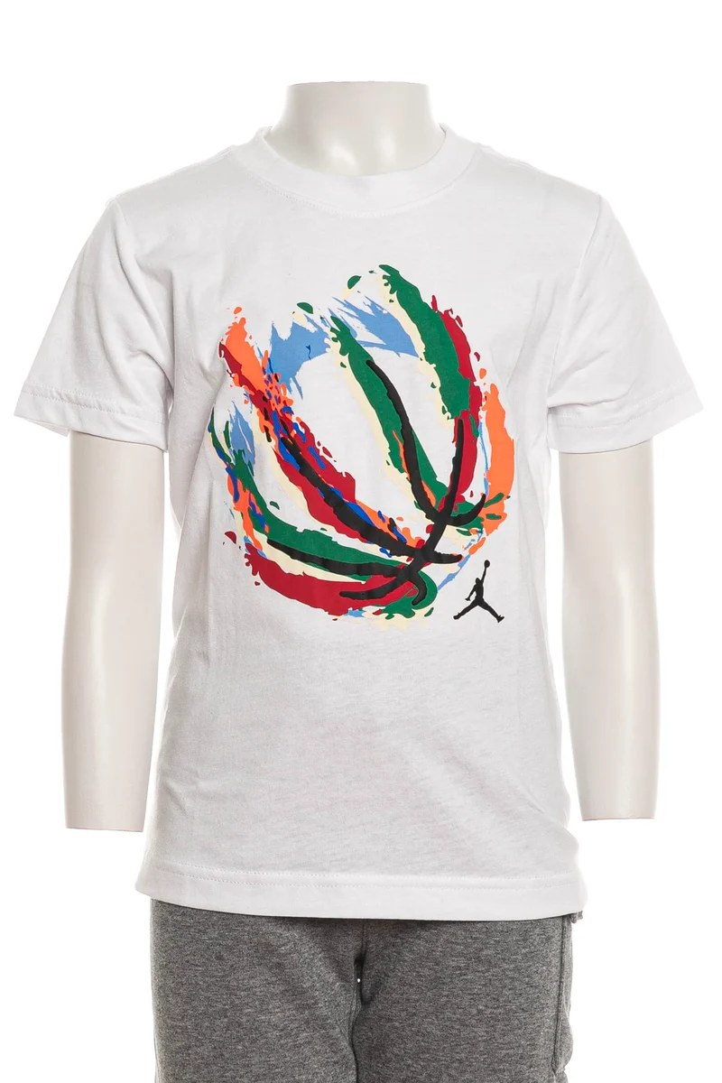 T-Shirt Jordan Ball Fire Da Bambino Bianca
