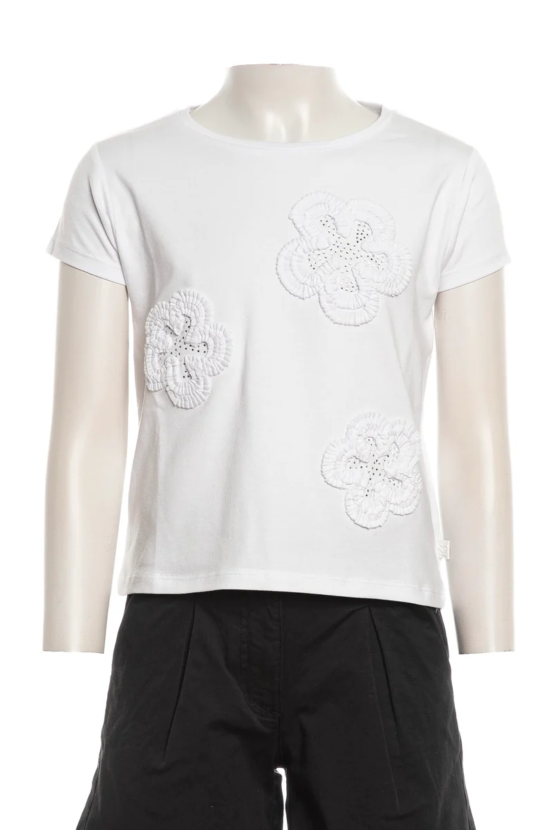 T Shirt Sarabanda Curled Flowers App Da Bambina Bianca