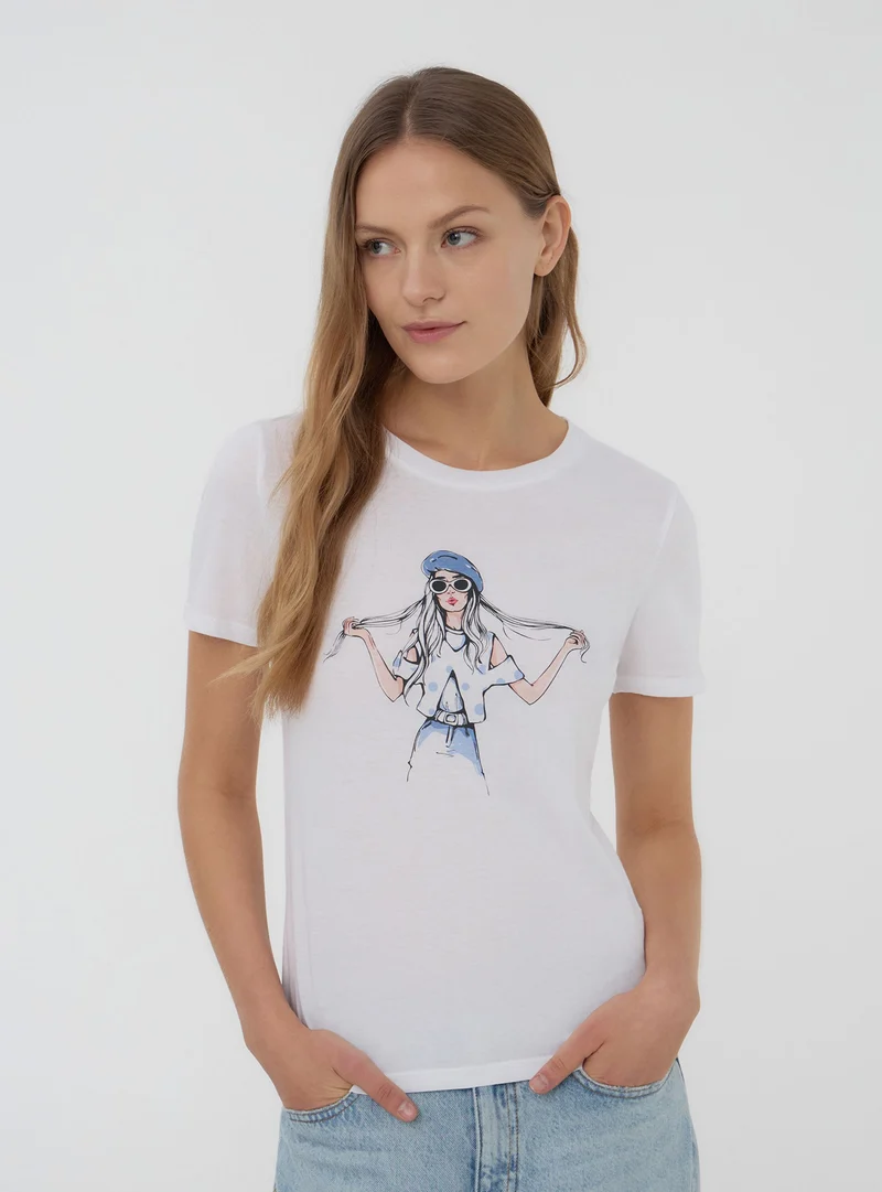 T-shirt con stampa ragazza