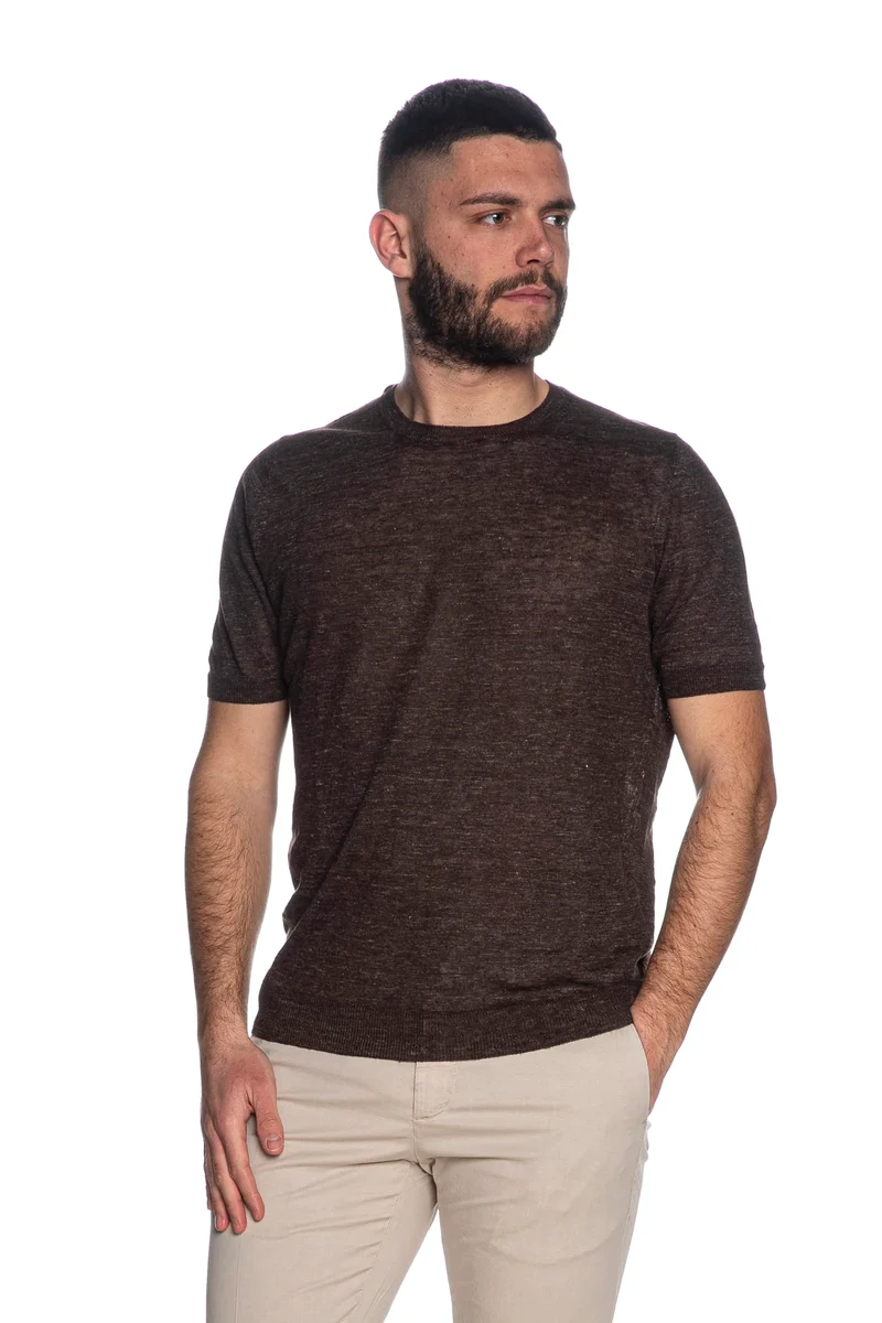 Maglia Gransasso Paricollo Linen Da Uomo Caffè Melange