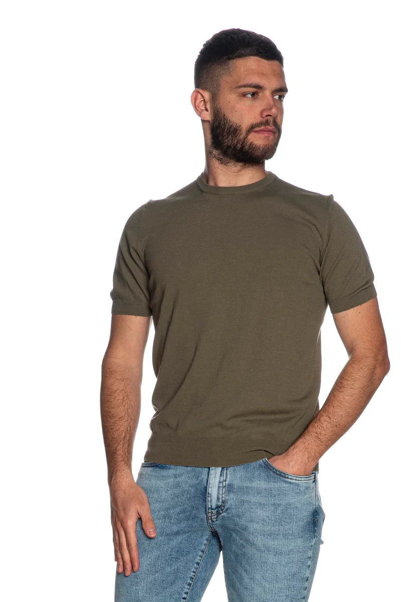Maglia Gran Sasso Ss Knit Paricollo Da Uomo Verde Militare