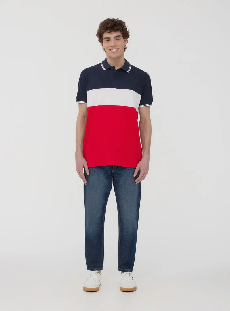 Polo in piquet block color