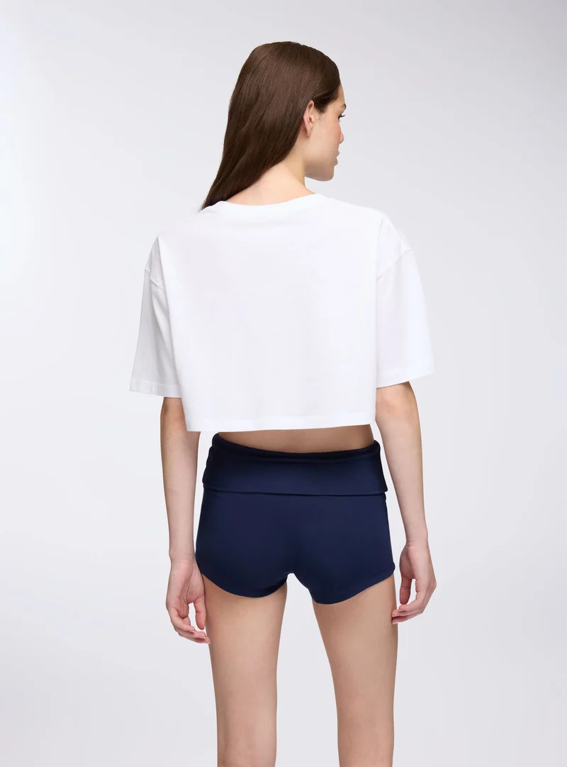 Culotte a vita alta con risvolto