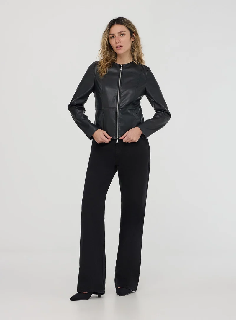 Giacca biker effetto pelle