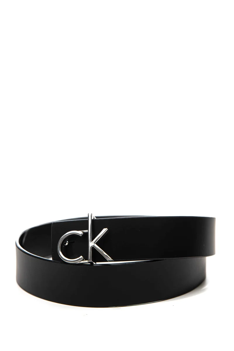 Cintura Calvin Klein Ck Reversible Belt Da Donna Nera Stampa Ck Nera In Pelle