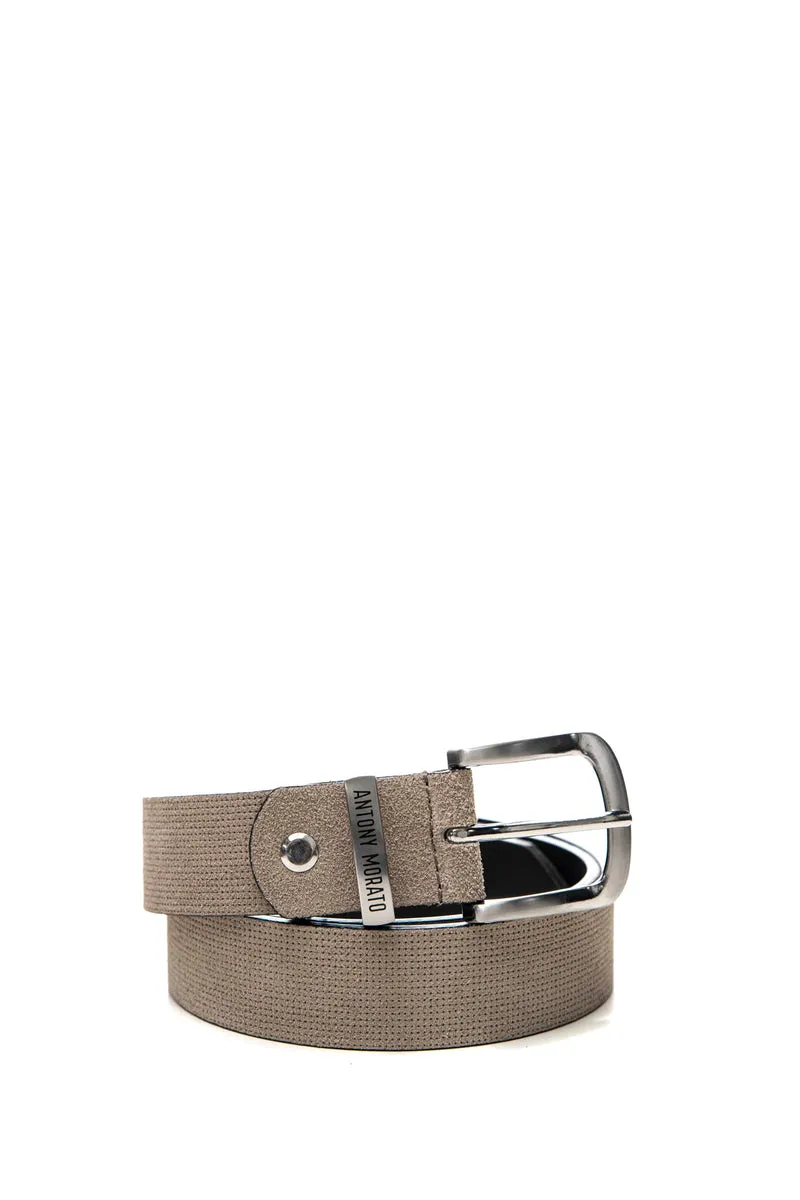 Cinta Antony Morato Lth Belt Kids Da Bambino Light Beige In Pelle Nabuk
