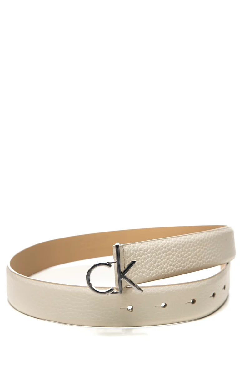 Cintura Calvin Klein Ck Buckle Belt Da Donna Avorio In Pelle