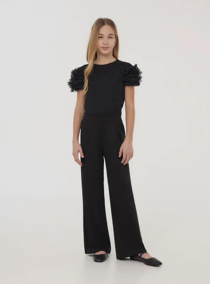 T-shirt con balze in tulle