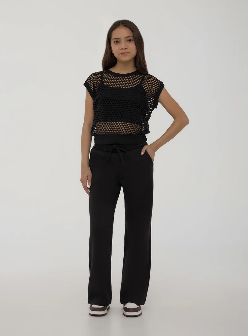 Pantaloni tuta wide leg con coulisse