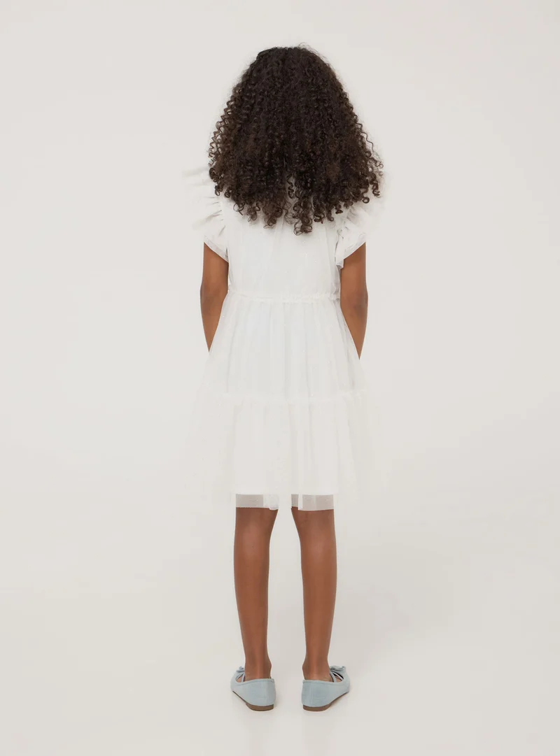 Vestito a balze in tulle glitterato