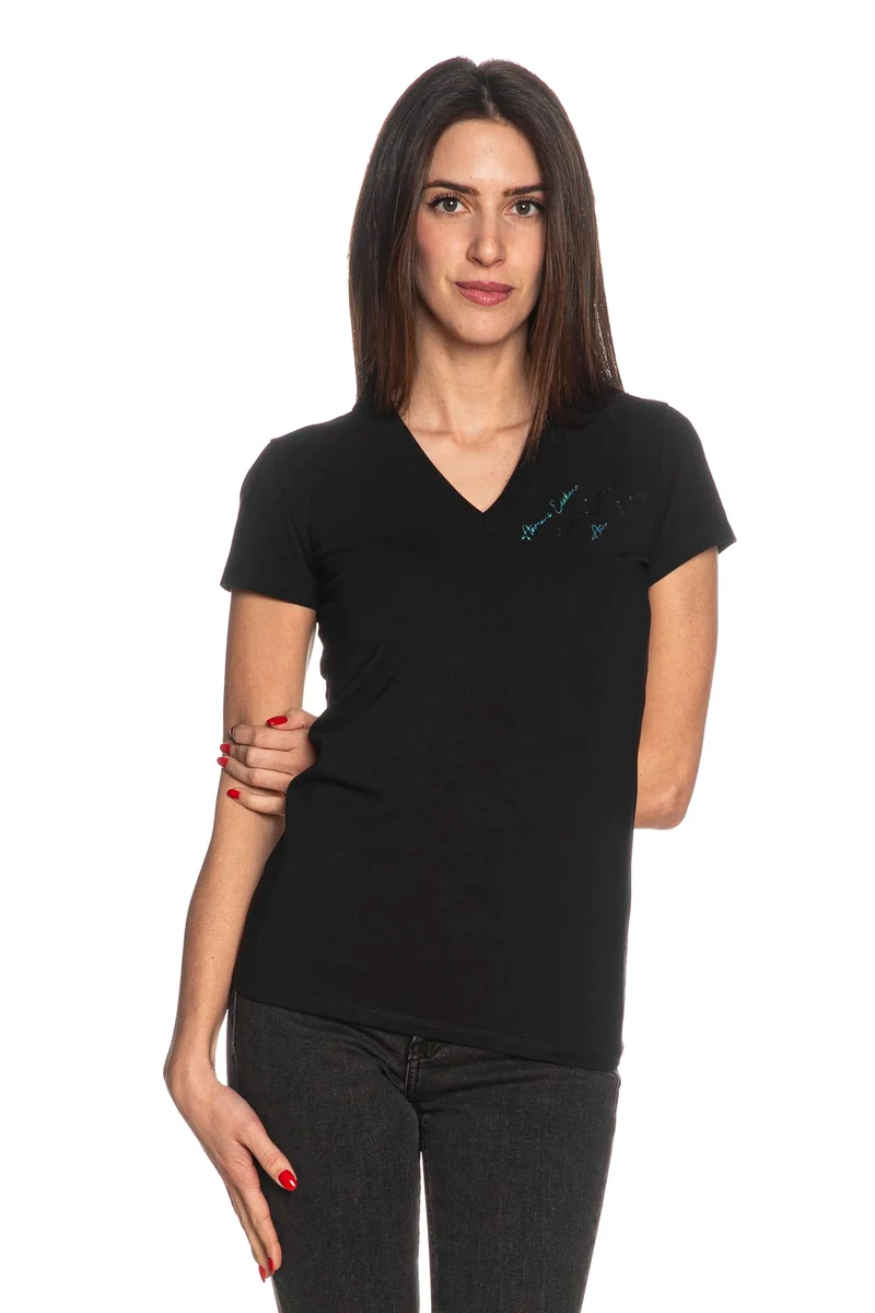 T Shirt Armani Exchange Ax V Ss Tee Da Donna Nera