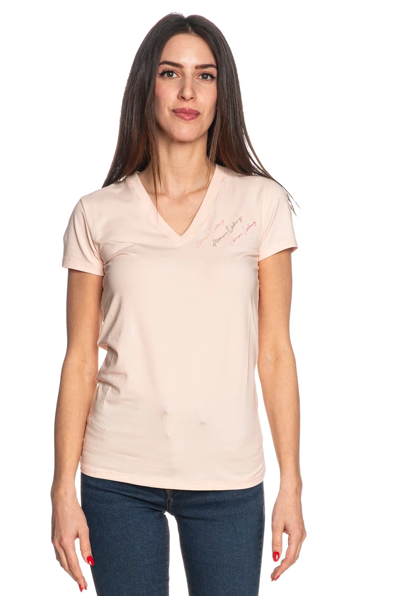 T Shirt Armani Exchange Ax V Ss Tee Da Donna Rosa Pallido